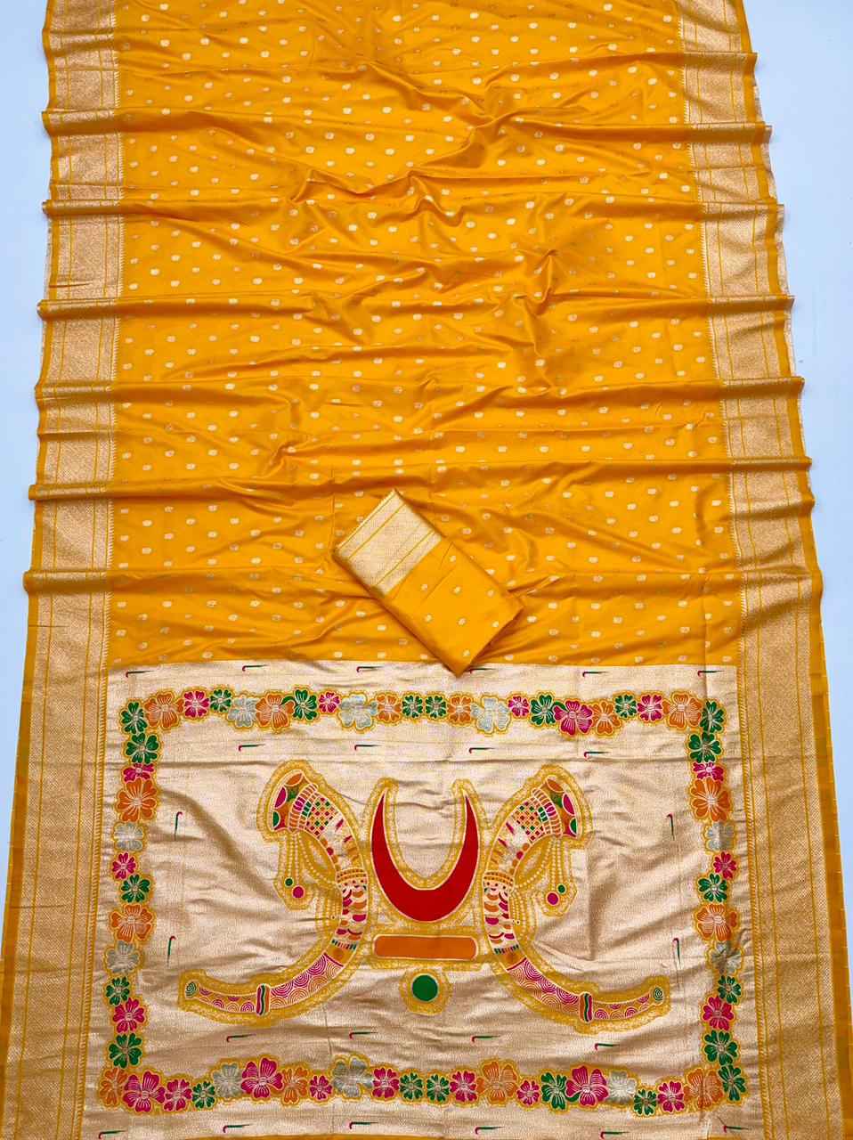 RAJMATA SOFT PAITHANI SILK ZARI MEENAKARI WEAVING SAREE AT WHOLESALE PRICE  