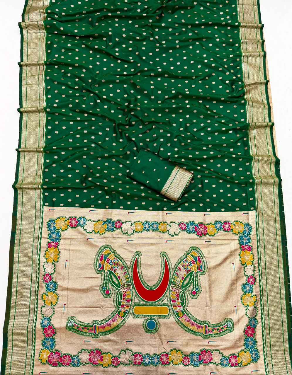 RAJMATA SOFT PAITHANI SILK ZARI MEENAKARI WEAVING SAREE AT WHOLESALE PRICE  