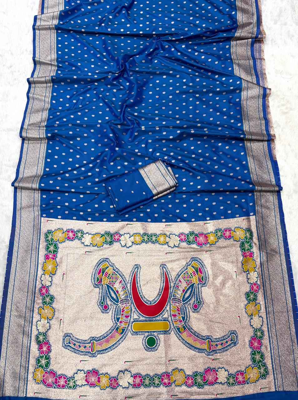 RAJMATA SOFT PAITHANI SILK ZARI MEENAKARI WEAVING SAREE AT WHOLESALE PRICE  