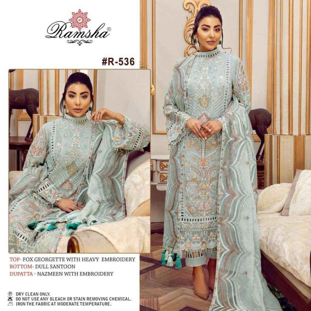 RAMSHA R-536 NX GEORGET HEAVY EMBROIDERY PAKISTANI SUIT AT WHOLESALE PRICE
