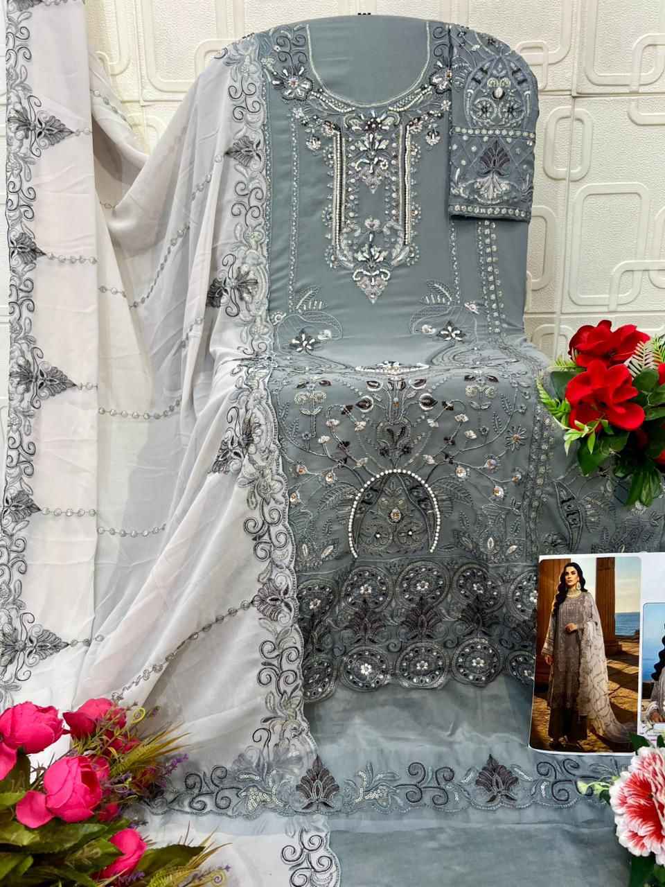 SAJIDA SIGNORA VOL-1 GEORGETTE HEAVY EMBROIDERED PAKISTANI DRESS MATERIAL AT WHOLESALE PRICE