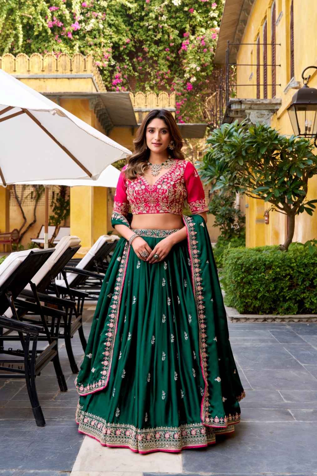 SATIN SILK SEQUINS AND THREAD EMBROIDERY WORK LEHENGA CHOLI AT WHOLESALE PRICE