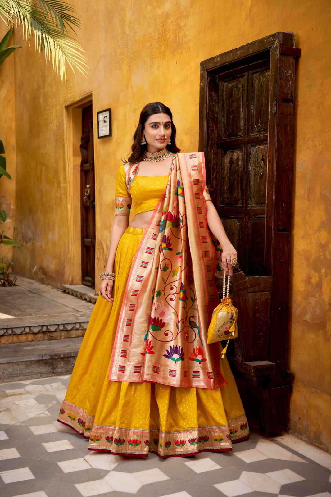 SILK PAITHANI TRADITIONAL ZARI WEAVING LEHENGA CHOLI  AT WHOLESALE PRICE  