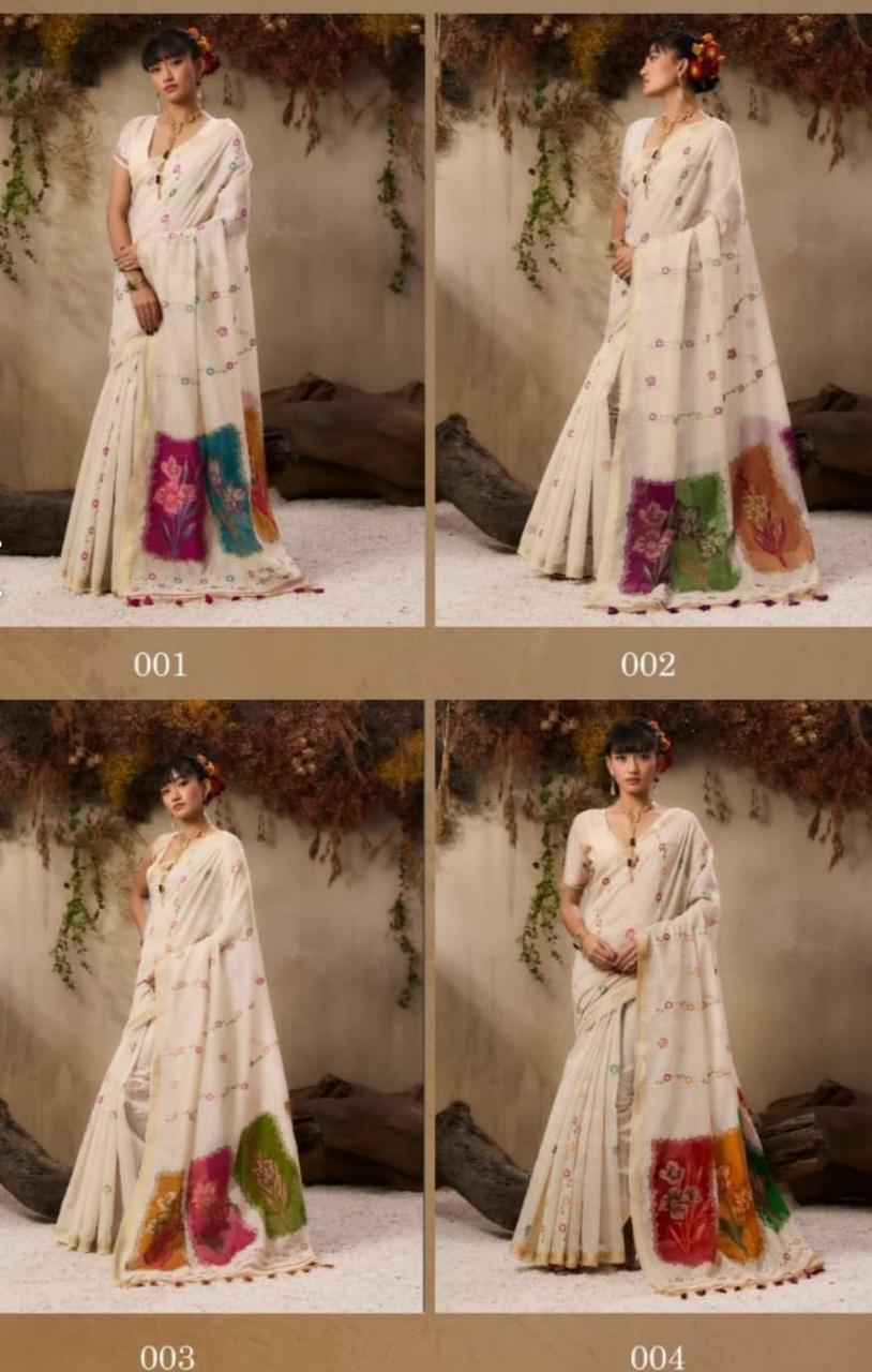 SOFT CHANDRI LENIN FLORAL DIGITAL PRINTED SAREE AT WHOLESALE PRICE 