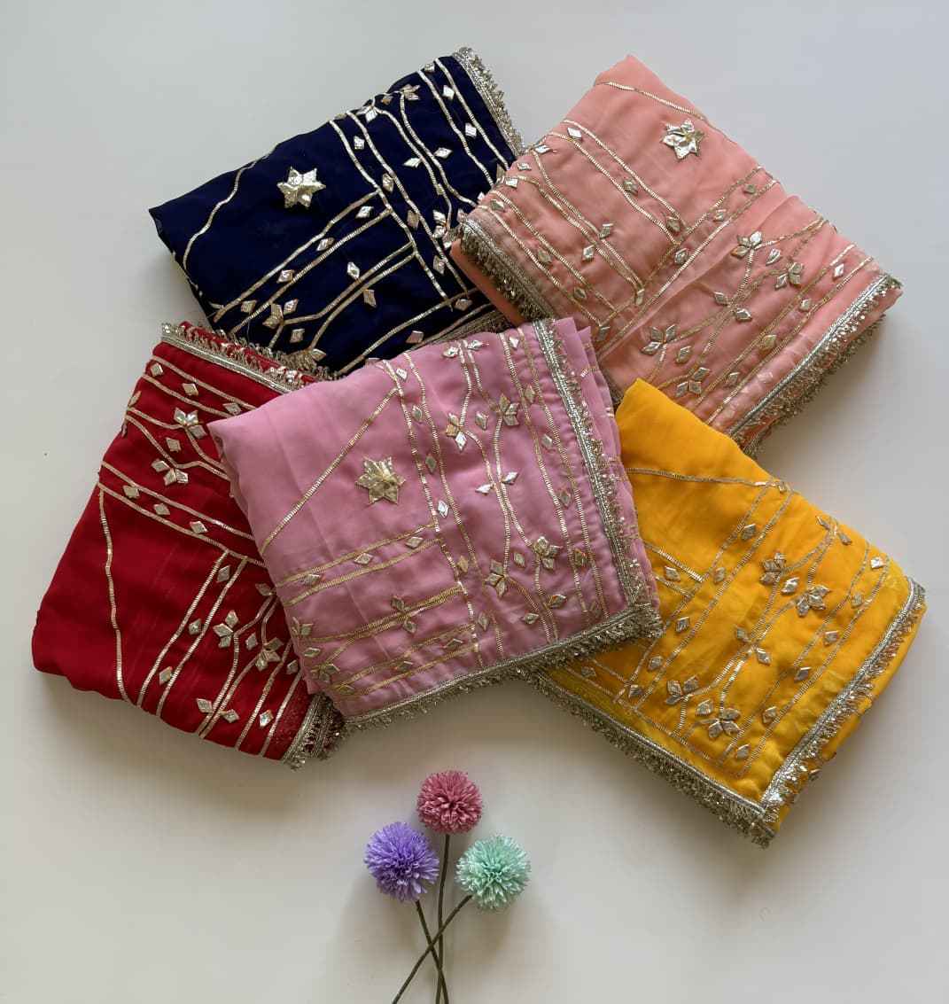  SOFT GEORGETTE HEAVY KACHHI GOTA WORK SAREE AT WHOLESALE PRICE   