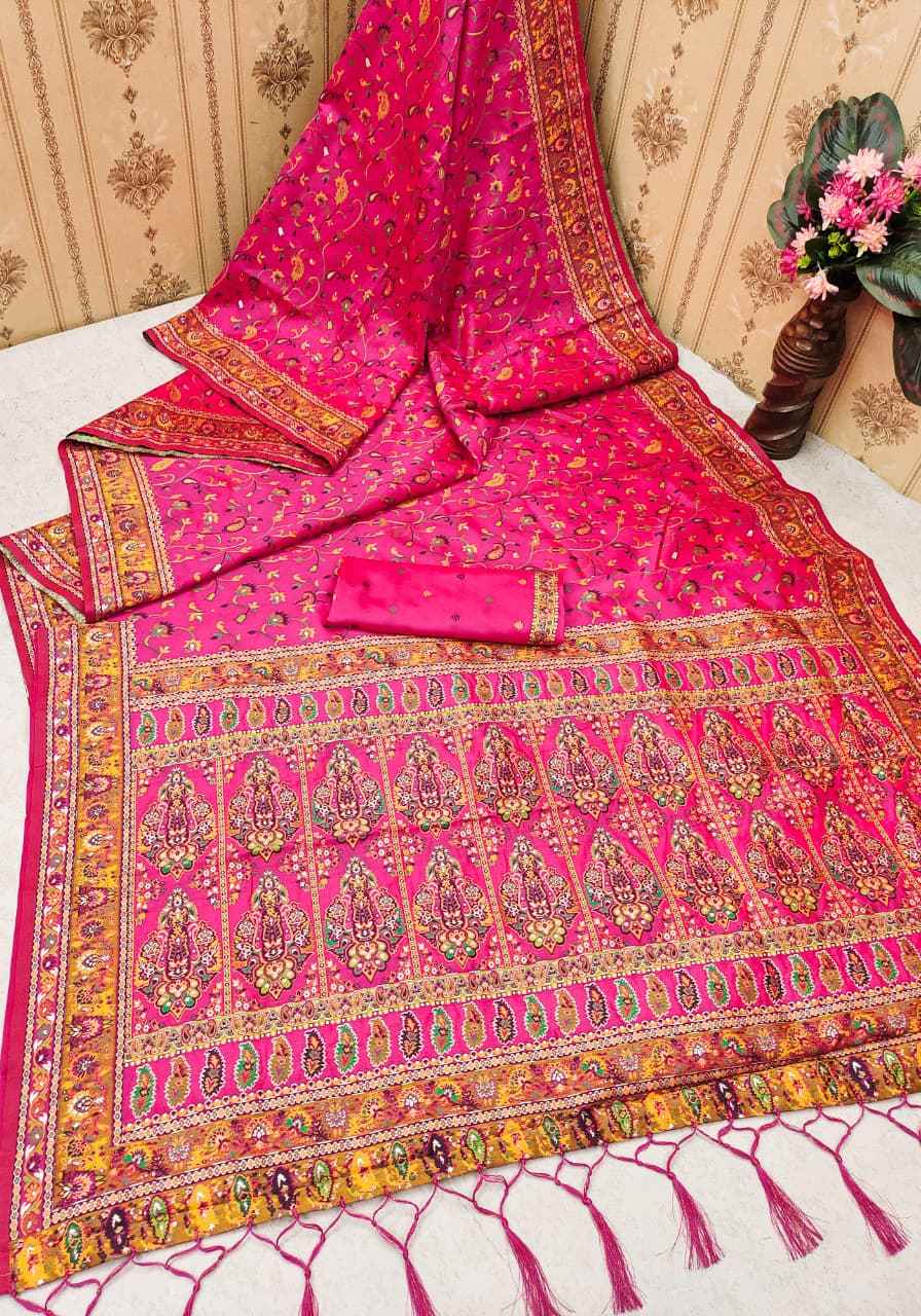 SOFT KASHMIRI PASHMINA SILK MEENA WEAVING SAREE AT WHOLESALE PRICE 
