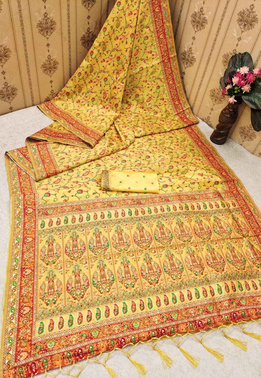SOFT KASHMIRI PASHMINA SILK MEENA WEAVING SAREE AT WHOLESALE PRICE 