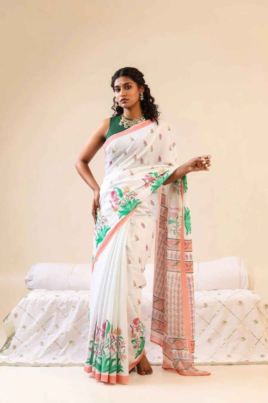 SOFT LINEN DIGITAL PRINT SAREE CODE MG635 AT WHOLESALE PRICE 