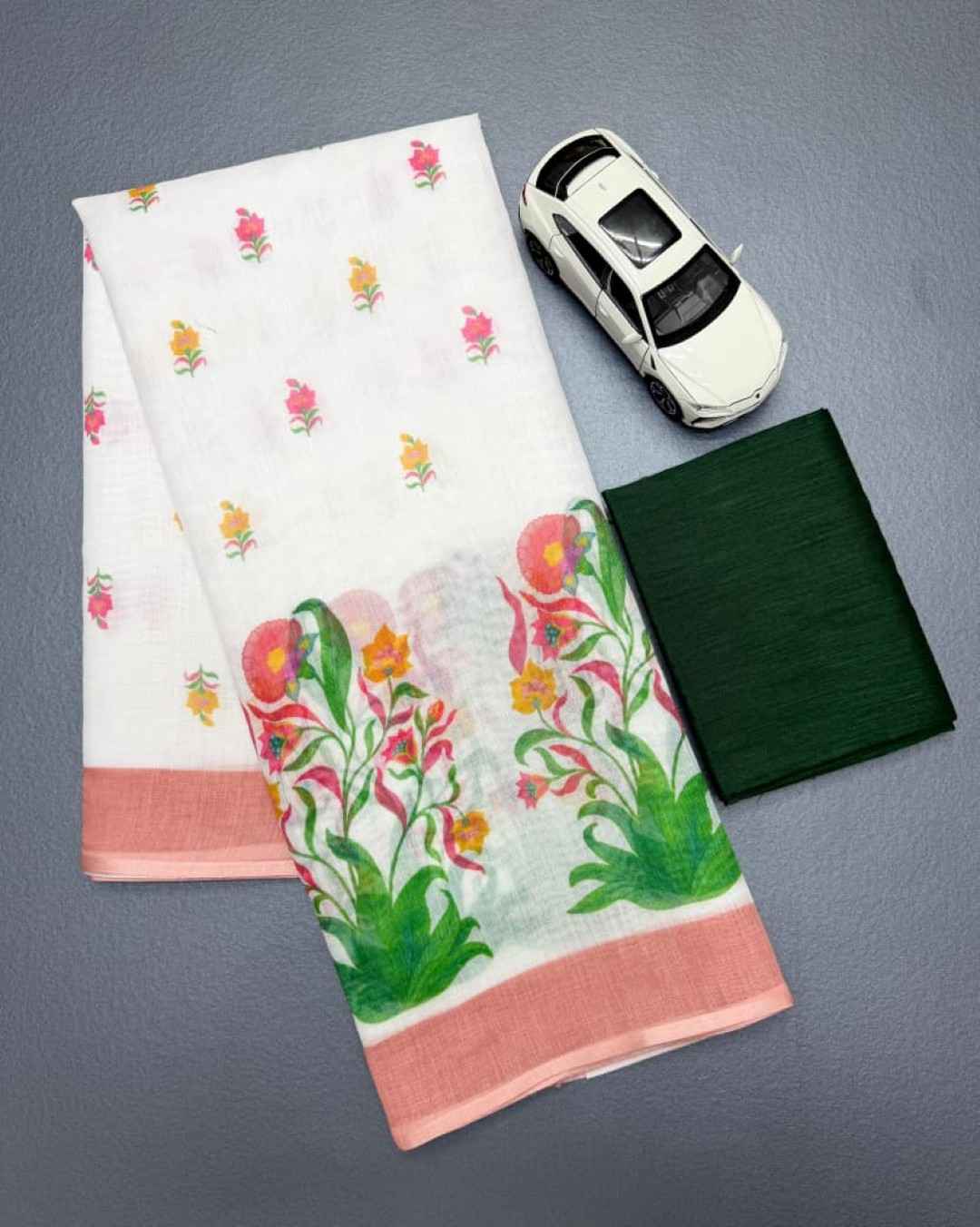 SOFT LINEN DIGITAL PRINT SAREE CODE MG635 AT WHOLESALE PRICE 