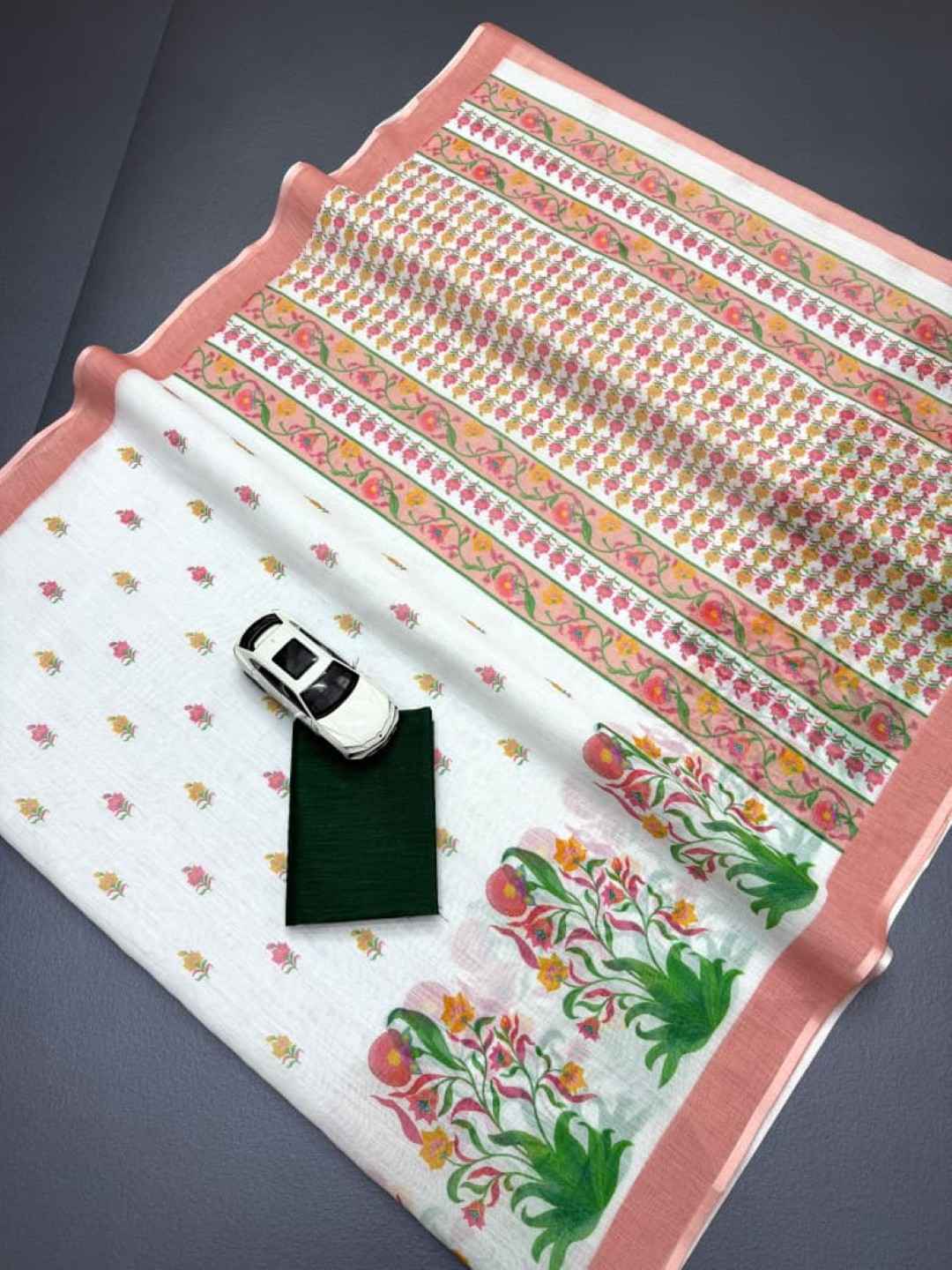 SOFT LINEN DIGITAL PRINT SAREE CODE MG635 AT WHOLESALE PRICE 