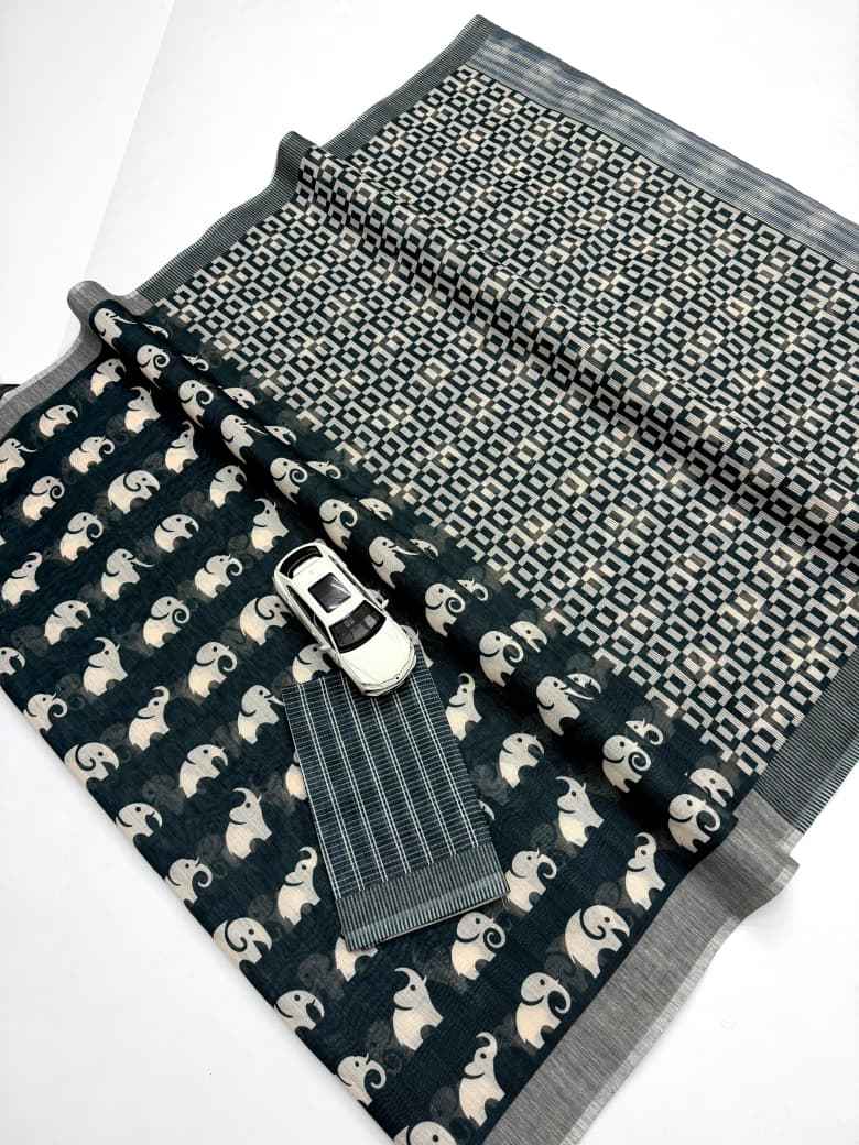 SOFT LINEN DIGITAL PRINTED SAREE CODEMG632 AT WHOLESALE PRICE