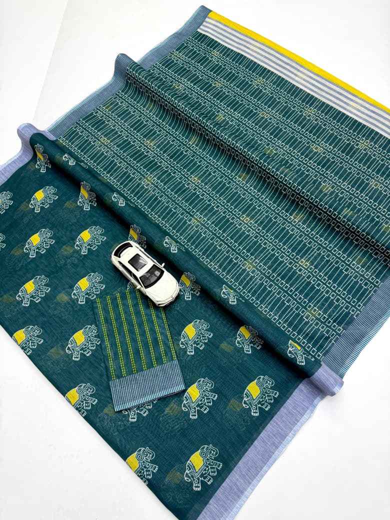 SOFT LINEN DIGITAL PRINTED SAREE CODEMG632 AT WHOLESALE PRICE