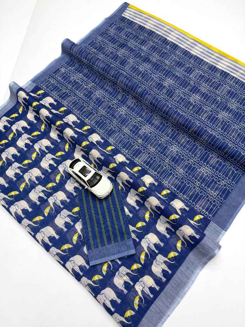 SOFT LINEN DIGITAL PRINTED SAREE CODEMG632 AT WHOLESALE PRICE