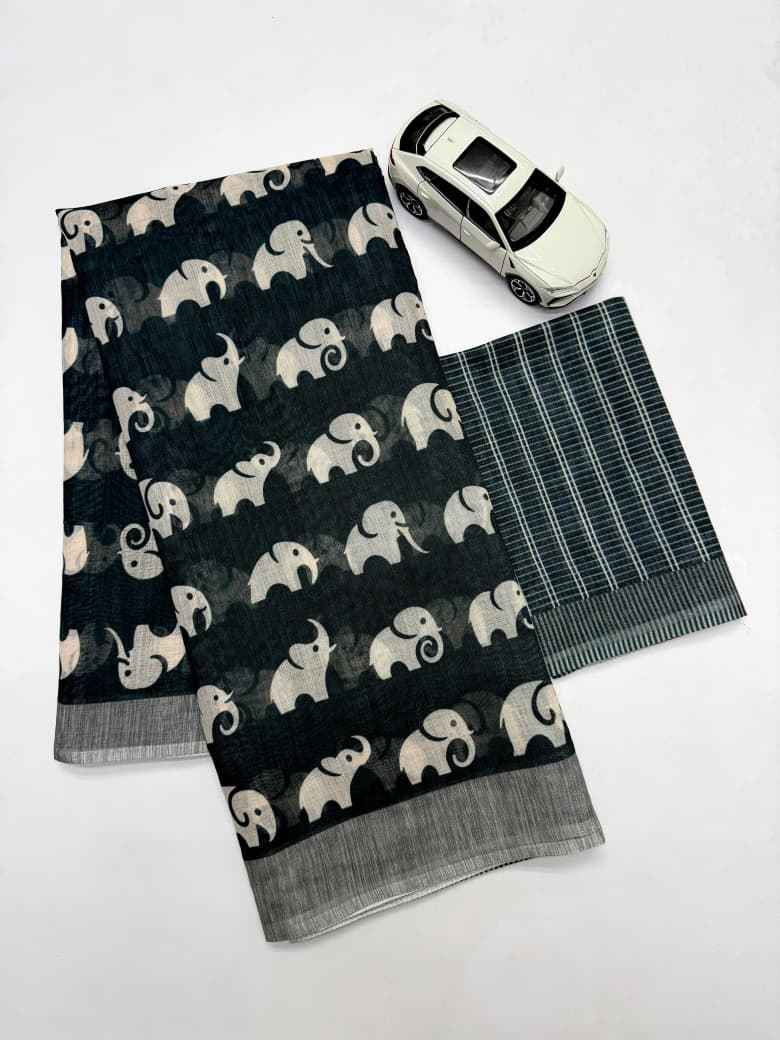 SOFT LINEN DIGITAL PRINTED SAREE CODEMG632 AT WHOLESALE PRICE