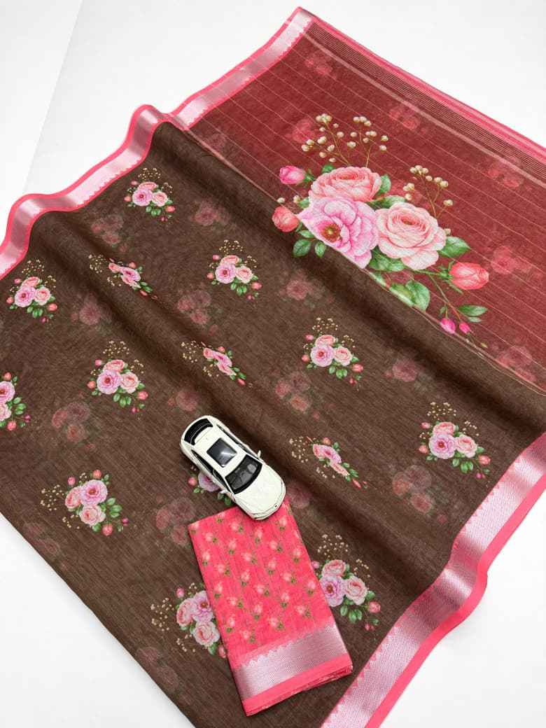 SOFT LINEN MANGALAGIRI DIGITAL PRINT SAREE AT WHOLESALE PRICE  