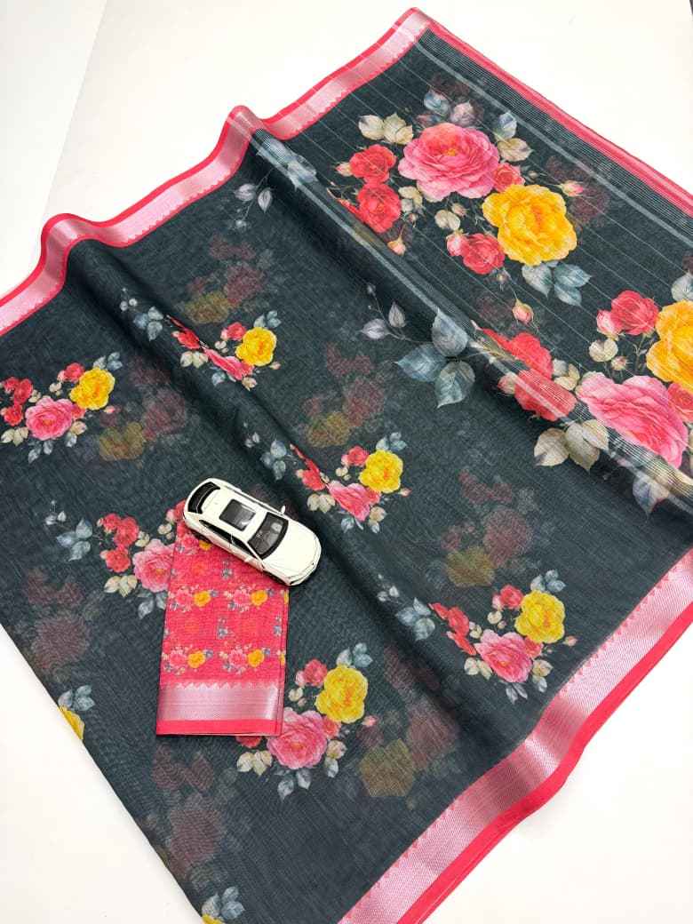 SOFT LINEN MANGALAGIRI DIGITAL PRINT SAREE AT WHOLESALE PRICE  