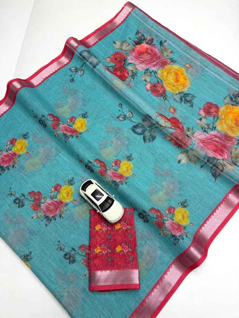 SOFT LINEN MANGALAGIRI DIGITAL PRINT SAREE AT WHOLESALE PRICE  