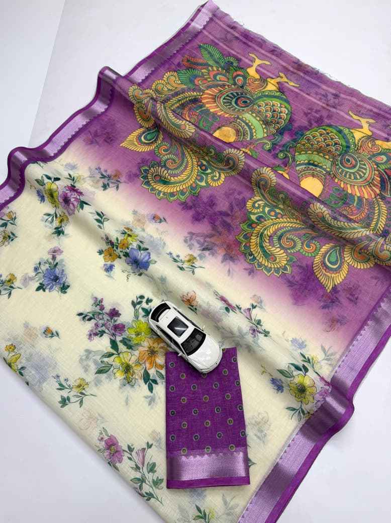 SOFT LINEN MANGALAGIRI DIGITAL PRINT SAREE AT WHOLESALE PRICE  