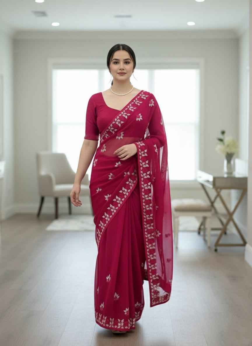 PREMIUM SOFT NET CHIKANKARI EMBROIDERY WORK SAREE AT WHOLESALE PRICE  