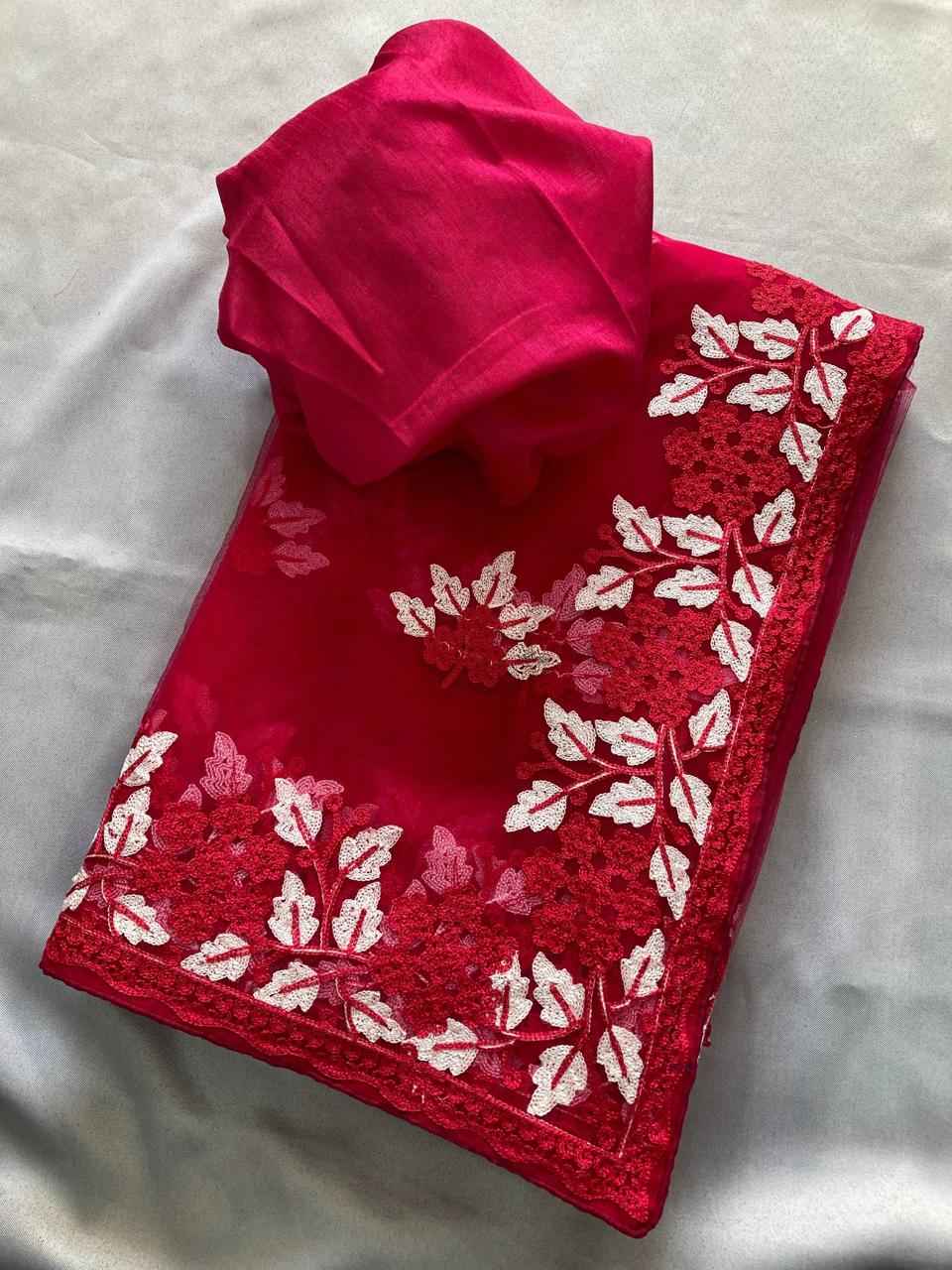 PREMIUM SOFT NET CHIKANKARI EMBROIDERY WORK SAREE AT WHOLESALE PRICE  