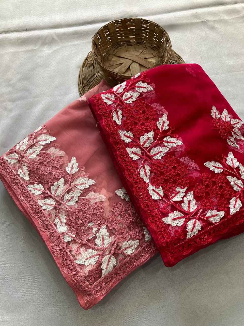 PREMIUM SOFT NET CHIKANKARI EMBROIDERY WORK SAREE AT WHOLESALE PRICE  