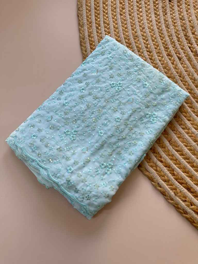 SOFT PURE GEORGETTE VISCOSE THREAD EMBROIDERY WORK SAREE  AT WHOLESALE PRICE  