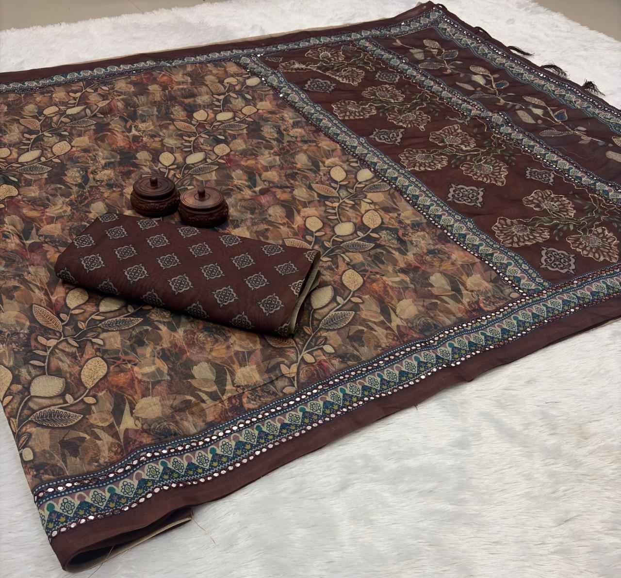 SOFT SPUN COTTON SLUB CODDING AND FOIL MIRROR THREAD WORK SAREE AT WHOLESALE PRICE