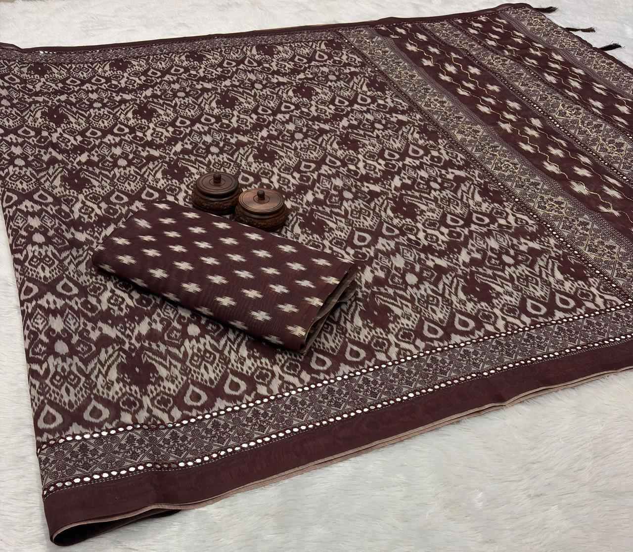 SOFT SPUN COTTON SLUB CODDING AND FOIL MIRROR THREAD WORK SAREE AT WHOLESALE PRICE