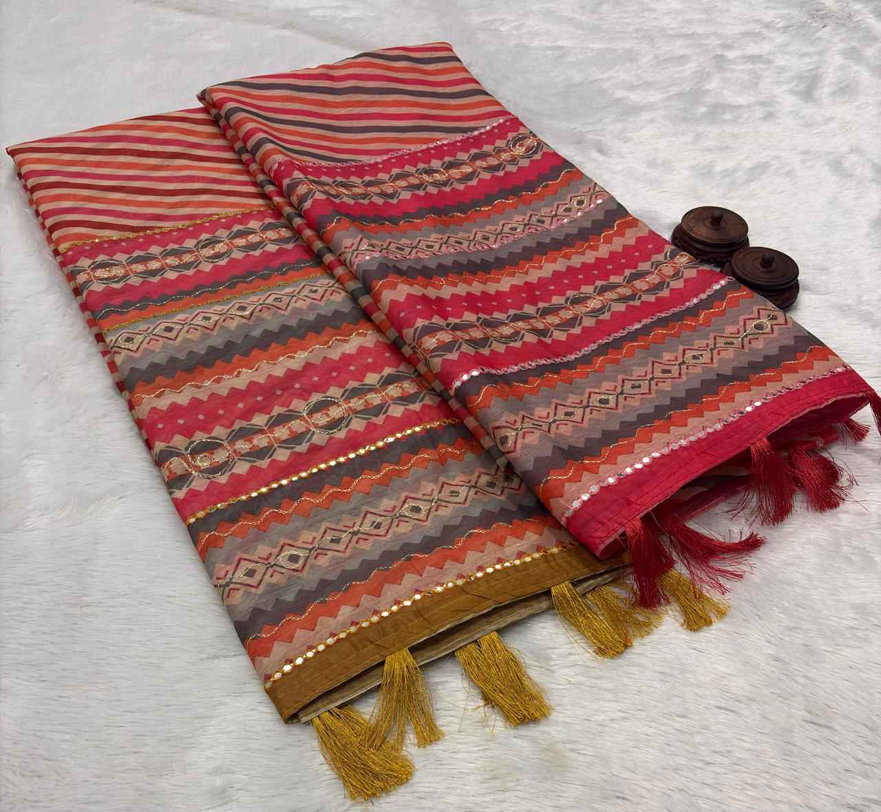 SOFT SPUN COTTON SLUB CODDING AND FOIL MIRROR THREAD WORK SAREE AT WHOLESALE PRICE