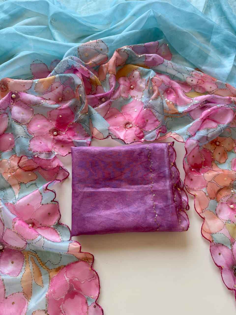 PURE TEBBY SILK  DIGITAL FLOWERS PRINT SEQUENCE WORK SAREE AT WHOLESALE PRICE