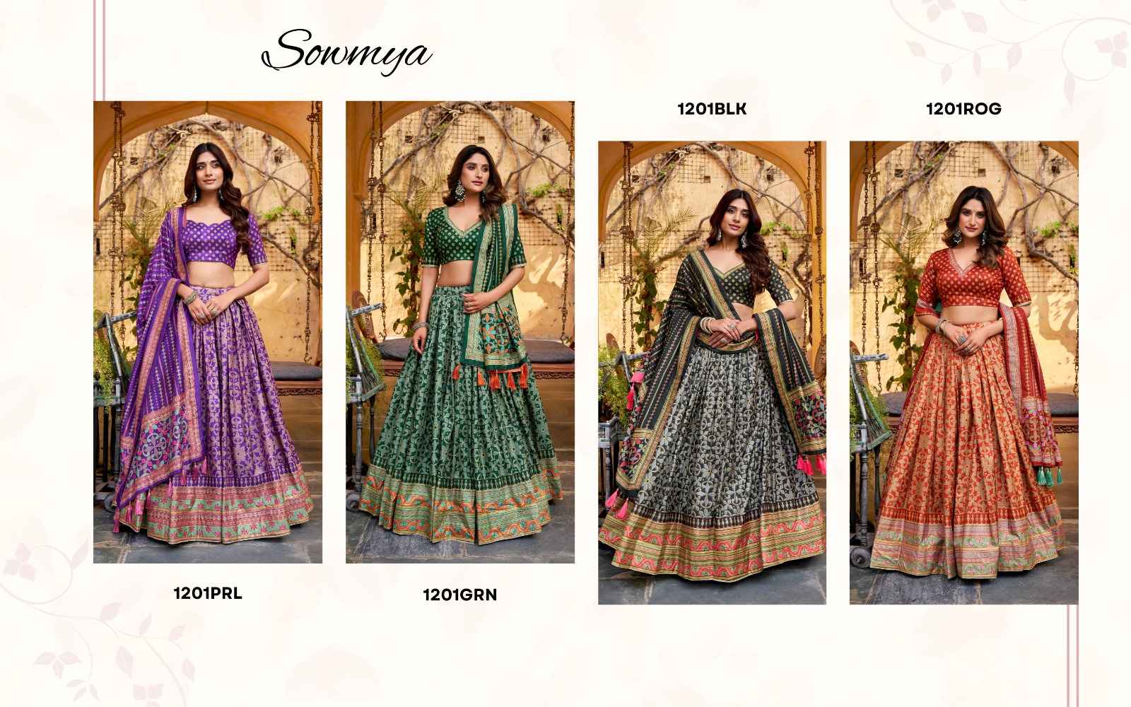  TASAR SILK ICONIC SPARKLE LACE BORDER LEHENGA CHOLI AT WHOLESALE PRICE 