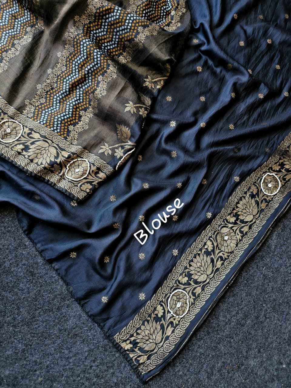 TISSUE RUSSIAN SILK MEENAKARI BANDHEJ WEAVING KHATLI WORK SAREE AT WHOLESALE PRICE