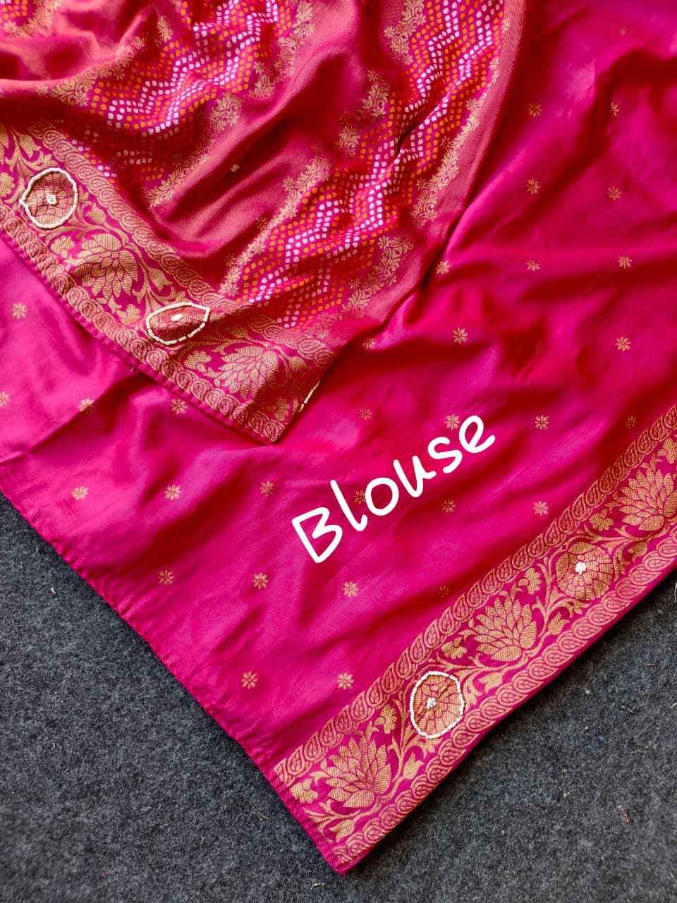 TISSUE RUSSIAN SILK MEENAKARI BANDHEJ WEAVING KHATLI WORK SAREE AT WHOLESALE PRICE