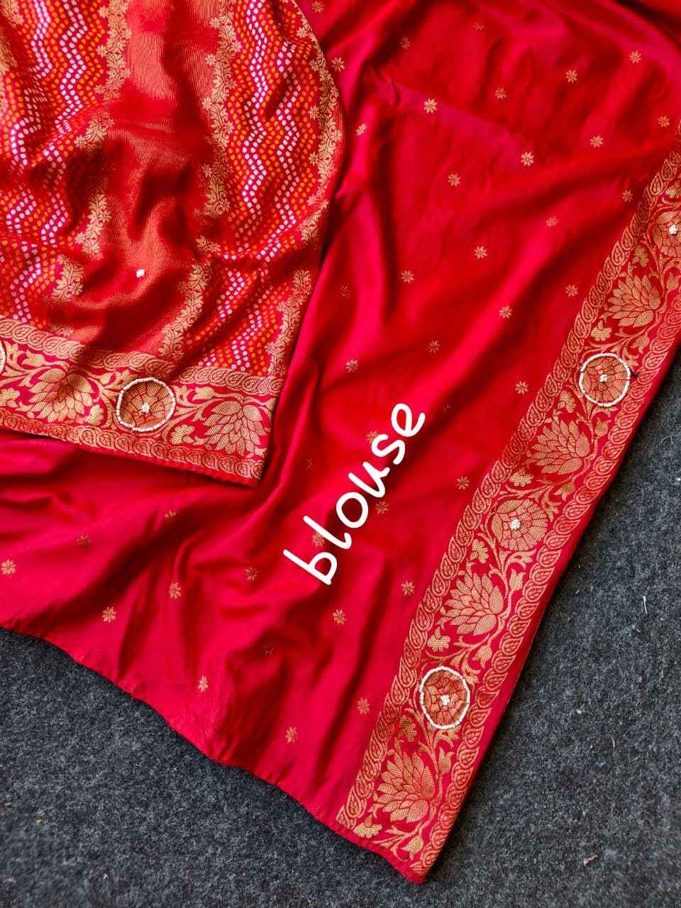 TISSUE RUSSIAN SILK MEENAKARI BANDHEJ WEAVING KHATLI WORK SAREE AT WHOLESALE PRICE