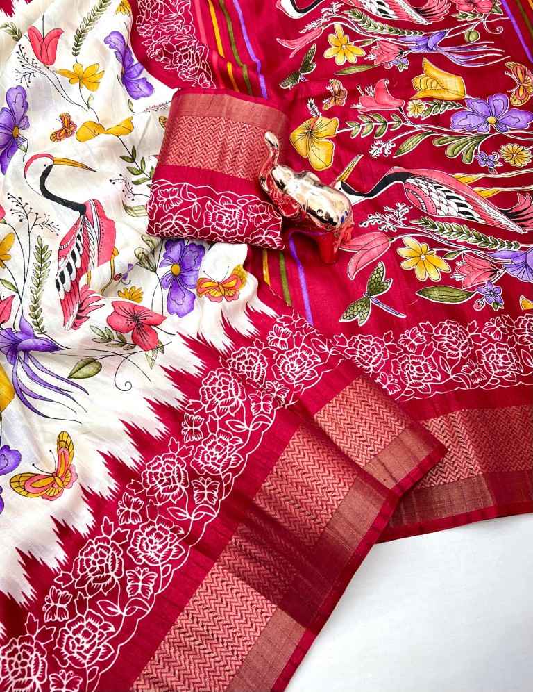 BHAGALPURI TUSSAR SILK KALAMKARI PRINT SAREE AT WHOLESALE PRICE  
