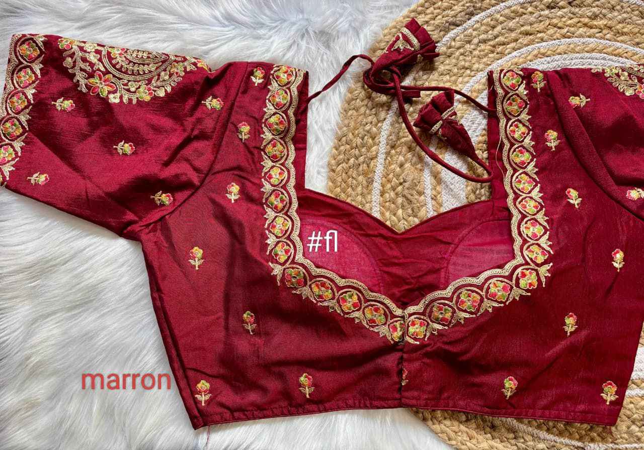 VICHITRA SILK EMBROIDERY ZARI N SEQUENCE WORK BRIDAL BLOUSE AT WHOLESALE PRICE