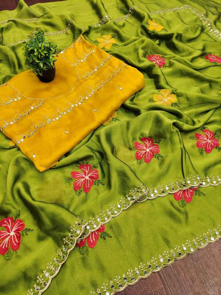 VISCOS RANGOLI FLORAL EMBROIDERY THREAD WORK SAREE WHOLESALE PRICE AT ...