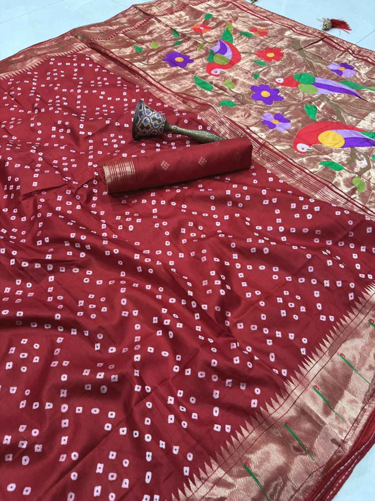 VISCOS SILK MUNIYA BANDHEJ WEAVING PAITHANI SAREE AT WHOLESALE PRICE  
