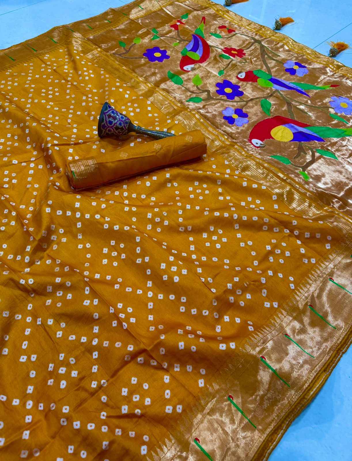 VISCOS SILK MUNIYA BANDHEJ WEAVING PAITHANI SAREE AT WHOLESALE PRICE  