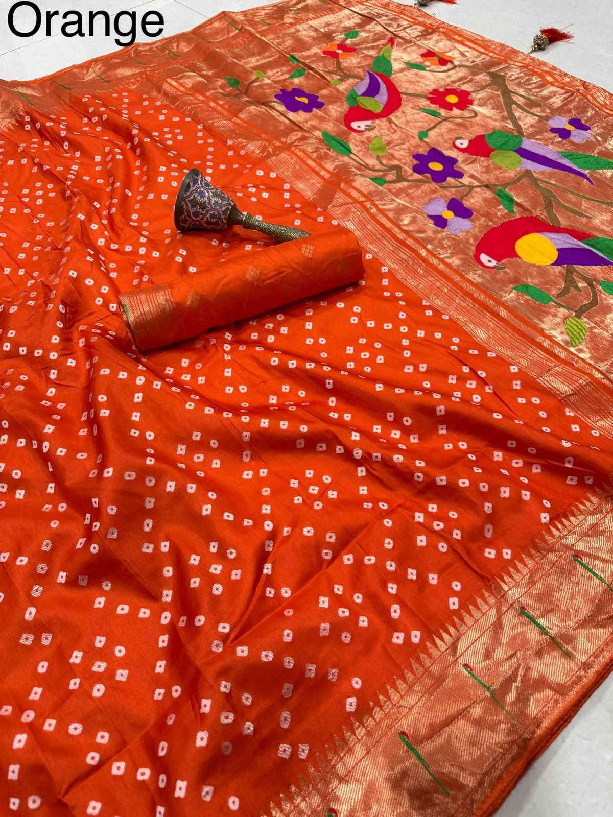 VISCOS SILK MUNIYA BANDHEJ WEAVING PAITHANI SAREE AT WHOLESALE PRICE  