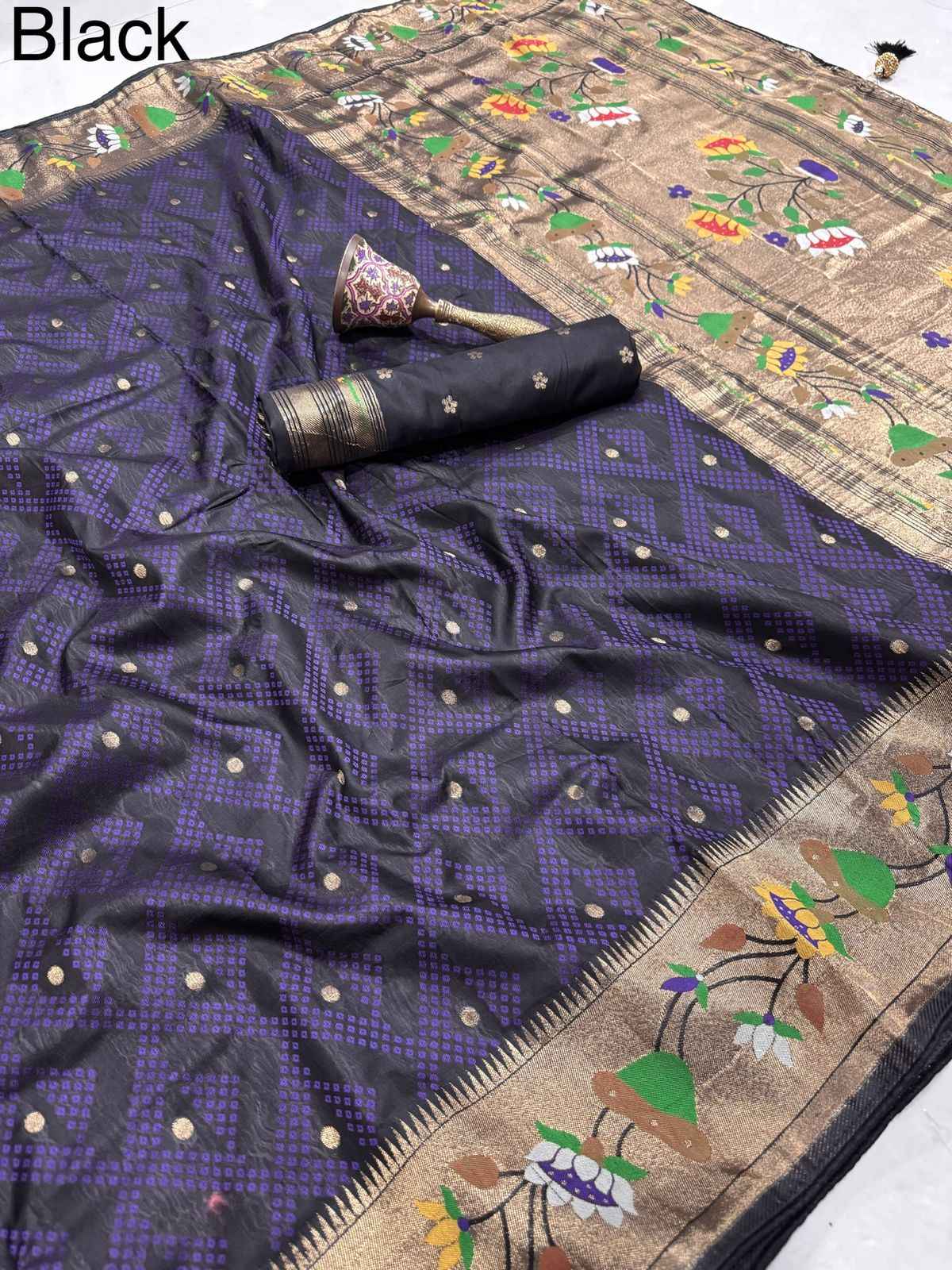 VISCOS SILK MUNIYA BANDHEJ ZARI WEAVING PAITHANI SAREE AT WHOLESALE PRICE  