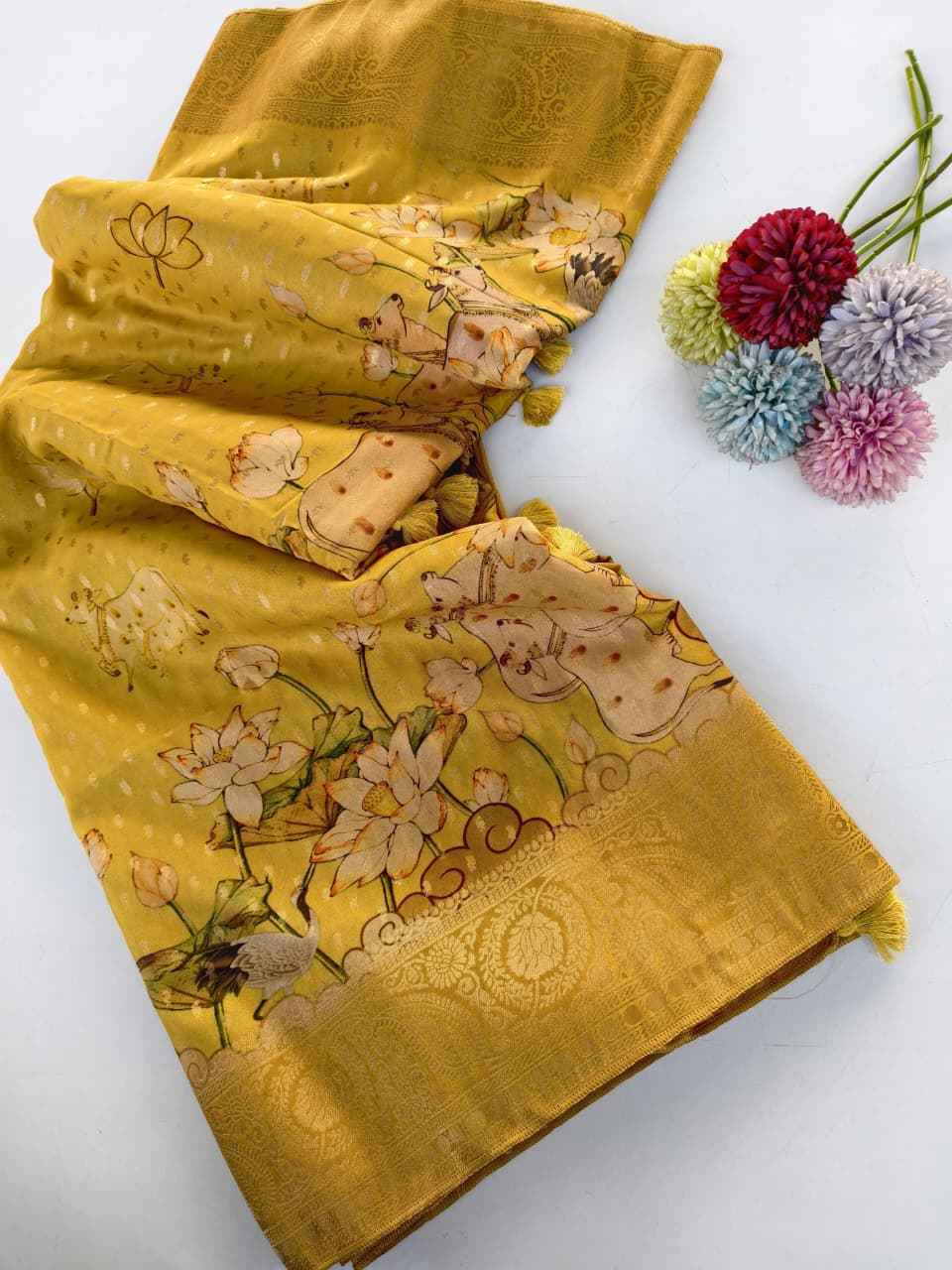 VISCOSE GEORGETTE WEAVING DIGITAL PRINT SAREE AT WHOLESALE PRICE  