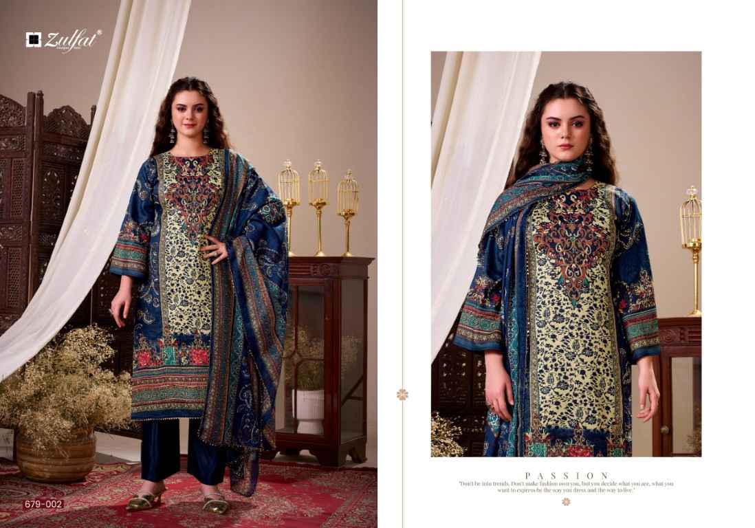ZULFAT HANIYA PURE JAM COTTON SATIN EXCLUSIVE DESIGNER DRESS MATERIAL AT WHOLESALE PRICE