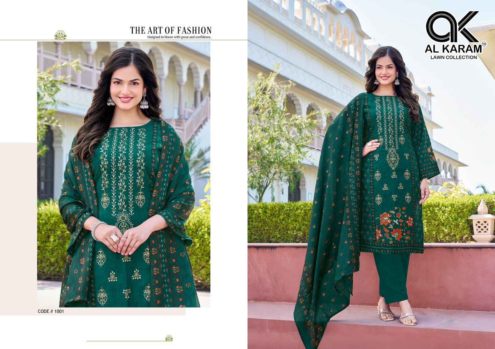 AL KARAM SHEZLIN HEAVY RAYON WITH SELF EMBROIDERY WORK DRESS MATERIAL AT WHOLESALE PRICE