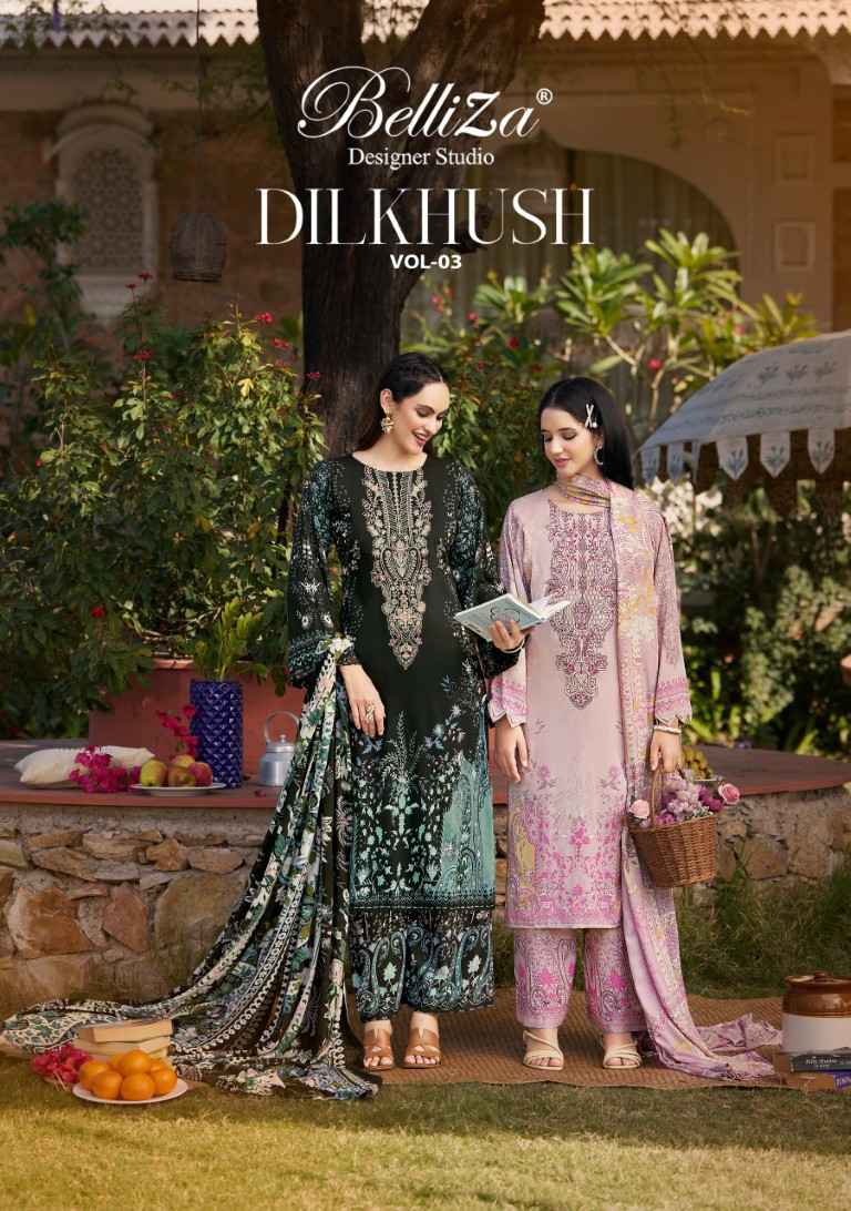 BELLIZA DILKHUSH VOL-3 PURE VISCOSE RAYON SELF EMBROIDERY DRESS MATERIAL AT WHOLESALE PRICE 