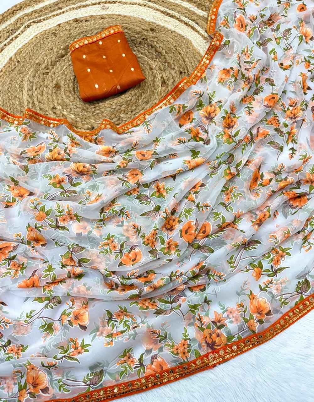 BRASOO SILK ATTRACTIVE B PRINT DIAMOND WORK SAREE AT WHOLESALE PRICE