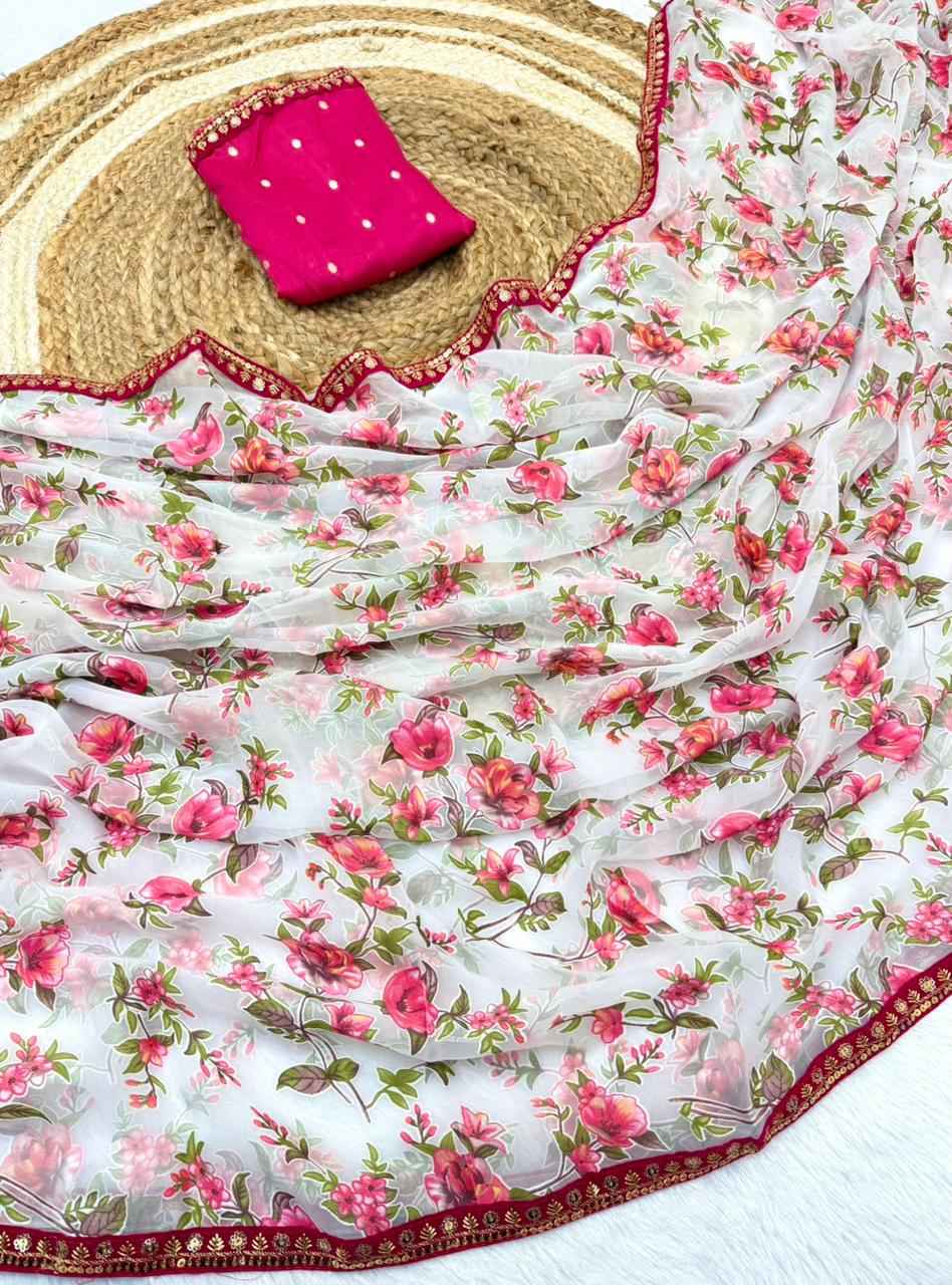 BRASOO SILK ATTRACTIVE B PRINT DIAMOND WORK SAREE AT WHOLESALE PRICE