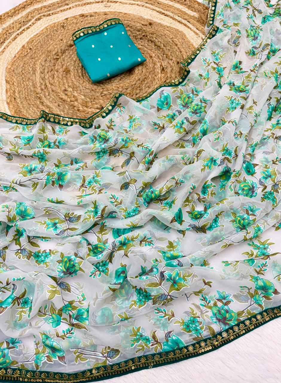 BRASOO SILK ATTRACTIVE B PRINT DIAMOND WORK SAREE AT WHOLESALE PRICE