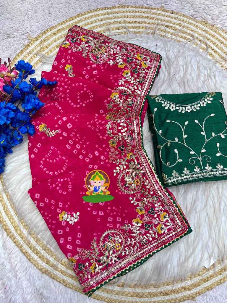 SOFT C/C GEORGETTE BANDEJ FOIL GOTAPATTI WORK SAREE AT WHOLESALE PRICE