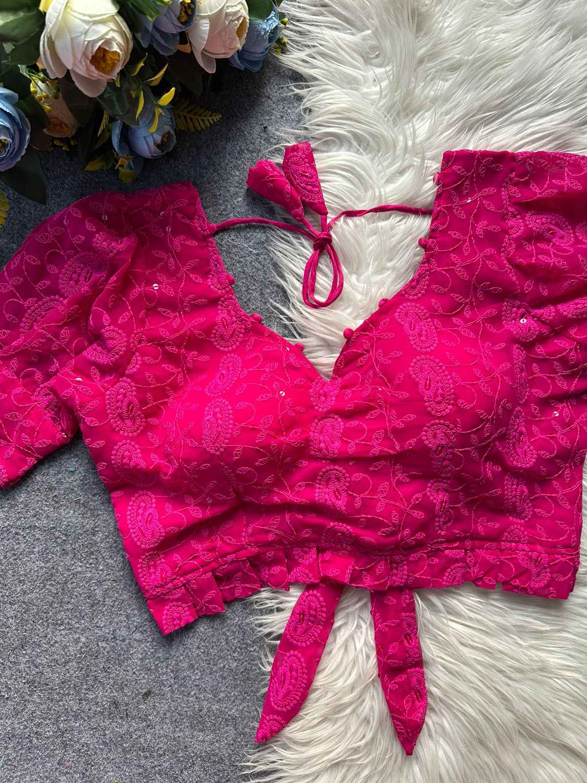 CHIKANKARI HAKOBA READYMADE BLOUSE AT WHOLESALE PRICE